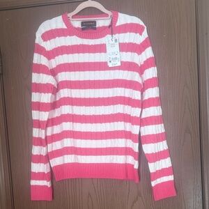 Piombo Women's Sweater in Pink and White Stripes